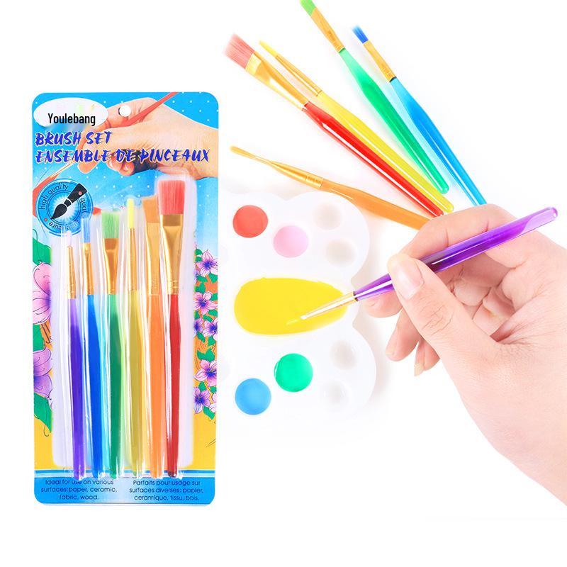 6-Color Nylon Bristle Children s Paint Brush Set for Gouache & Oil Painting Blue