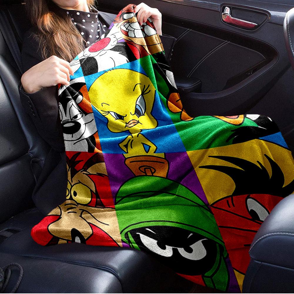 1 Stück Flanell-Kuscheldecke, Cartoon, Looney Tunes Aufdruck, Warme Gemütliche Weiche Decke für Sofa Bett Couch Auto Büro Reise