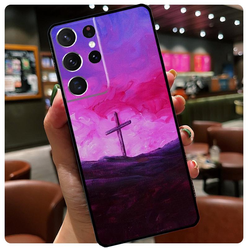Jesus Cross Phone Case For Samsung Galaxy S23 Ultra S21 S22 S24 S25 Ultra S9 S10 Plus S24 S25 FE Cover
