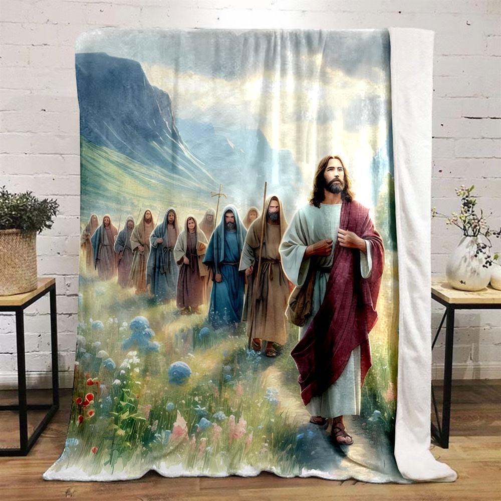 Jesus And Disciples Landscape Blanket  Printed Blanket for Living Room Bed Couch Lunch Break Soft Cozy Blanket for Friend's Festival Gift