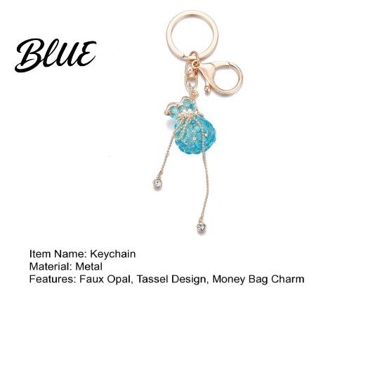 Colorful Tassel Keychain Money Bag Rhinestone Design Lucky Shape Key