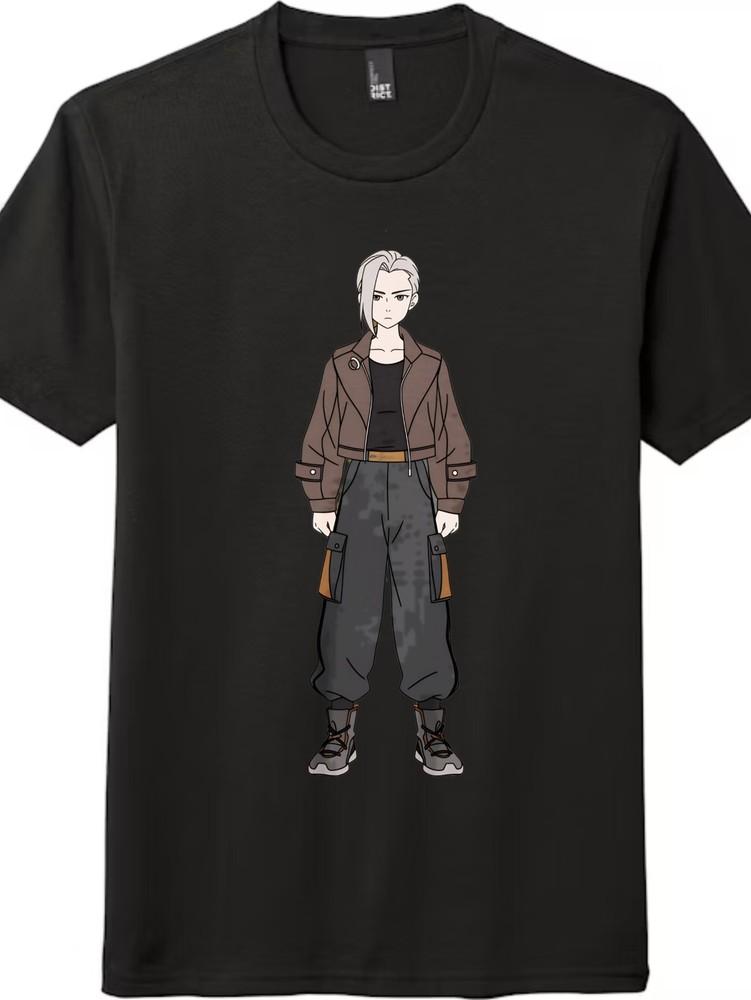

Cartoon Casual Tee|Anime Character Lu Ye Print Unisex Cotton Crew Neck T-Shirt 4XL