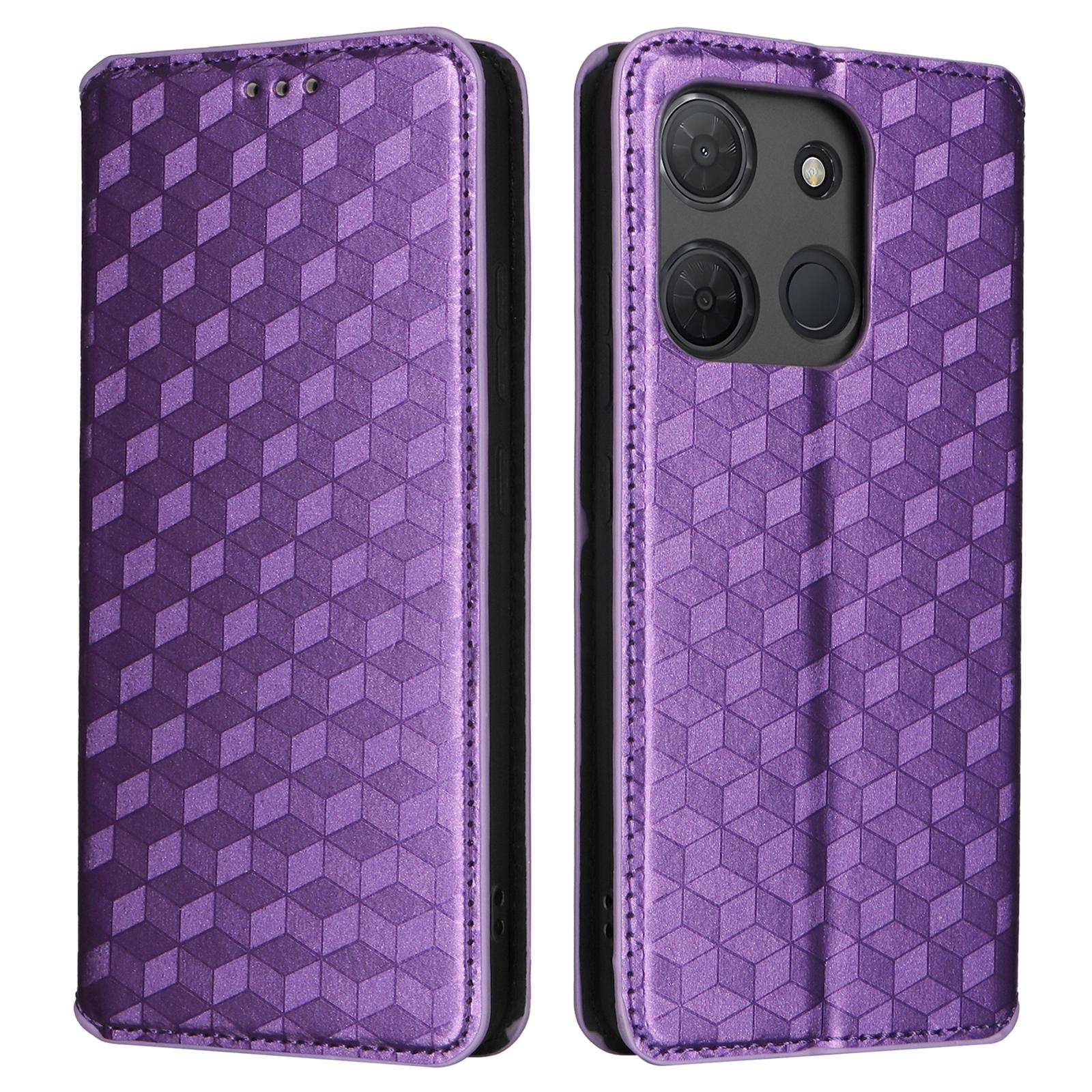 

Для TCL 503 Чехол-кошелек Ромбовидный оттиск Кожаный чехол для телефона Purple