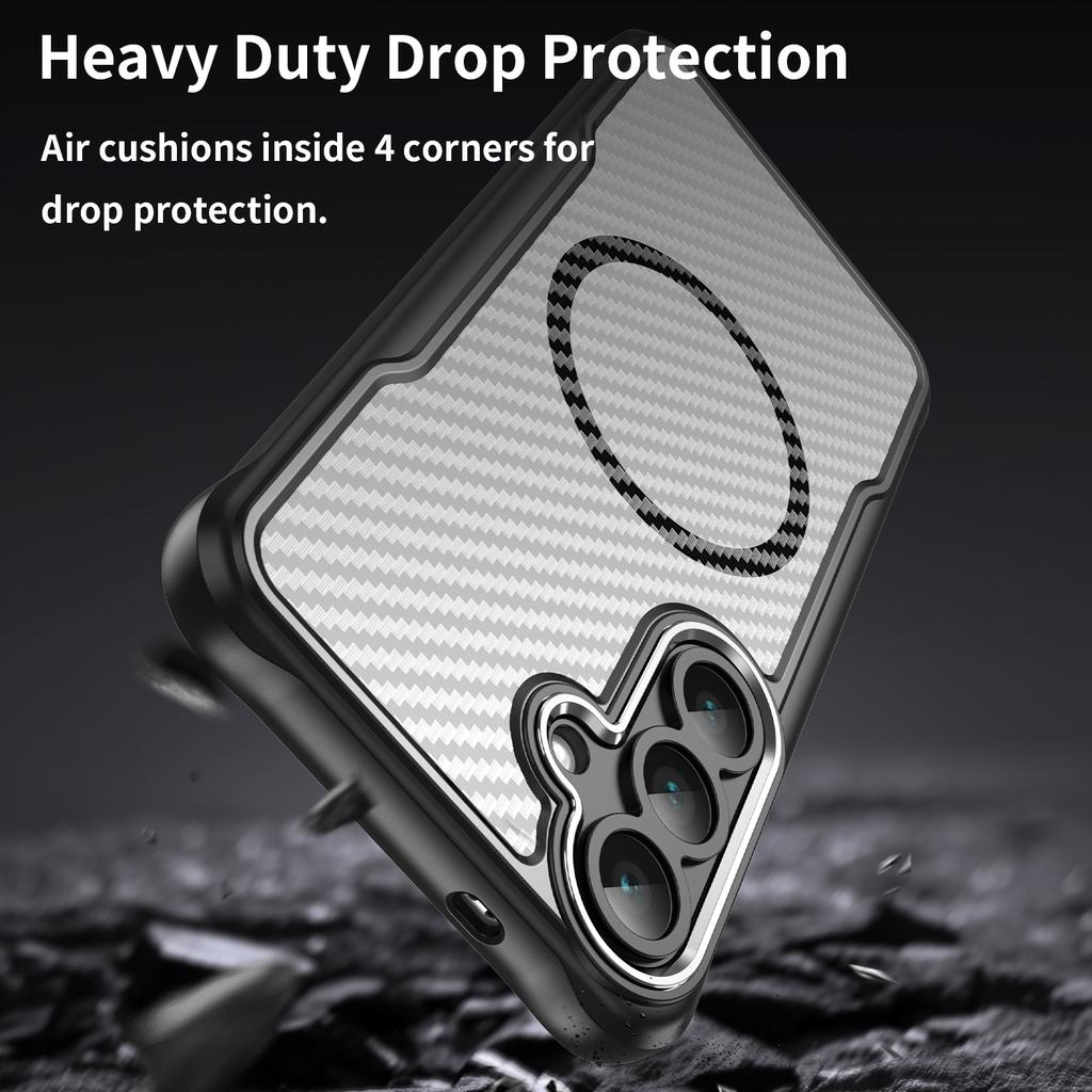 Für Samsung Galaxy S25 FE Hülle Kompatibel mit MagSafe Hybrid Handyhülle Kohlefaser
