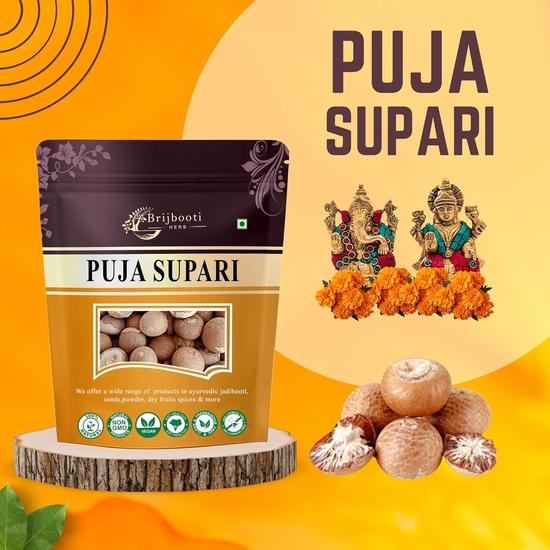 Brijbooti Puja Supari Sabut 50 Gr - Noz de Areca - Noz de Betel | Certificado FSSAI, GMP, ISO