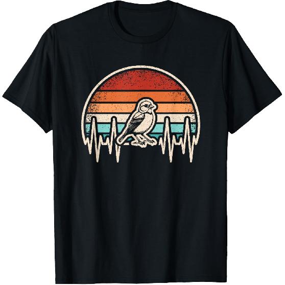 Bird Heartbeat Retro Bird Lover Birdwatching Birding Men T-Shirt