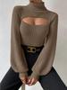 2023 European & American High Neck Sexy Knit Sweater for Women - New Design