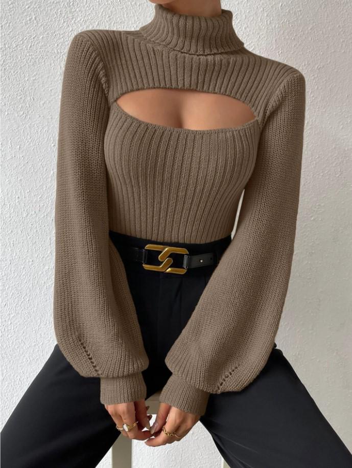 2023 European & American High Neck Sexy Knit Sweater for Women - New Design