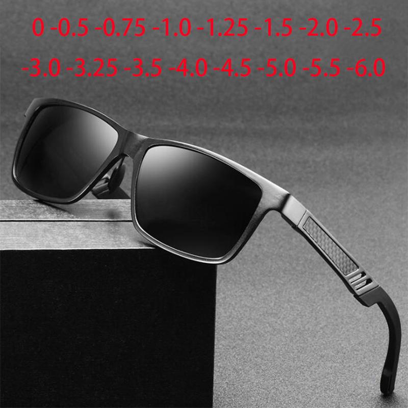Punika Chen Men's Aluminum Magnesium Nearsighted Sunglasses Sport Pilot Driving Prescription Sun Glasses For -0.5 -1.0 To -6.0 Cm
