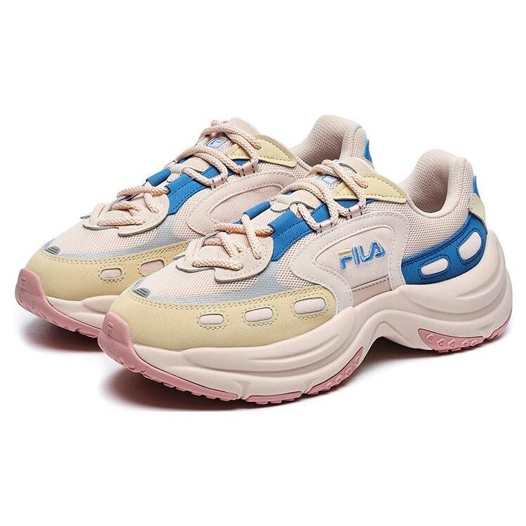 FILA Arch Fabric Synthetic Leather Retro Thick Sole Sports Lightweight Low Top Casual Shoes Women sneaker Nude F12W241118FWS