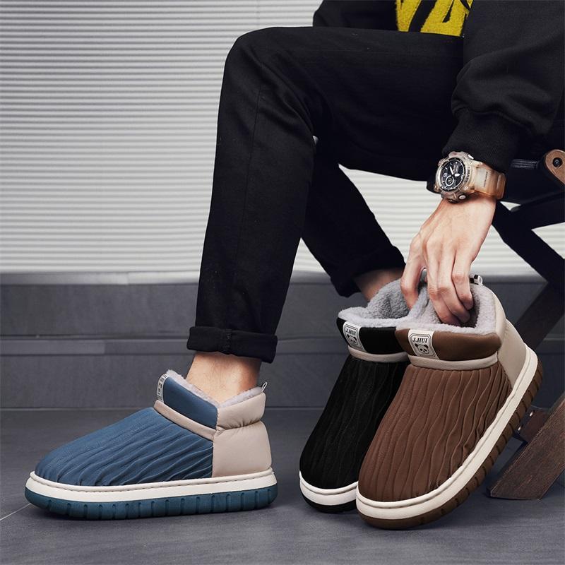 Men's Snow Boots for Autumn and Winter New Style with Plush Lining Thickened for Warmth In Winter Soft Sole Non-Slip Co