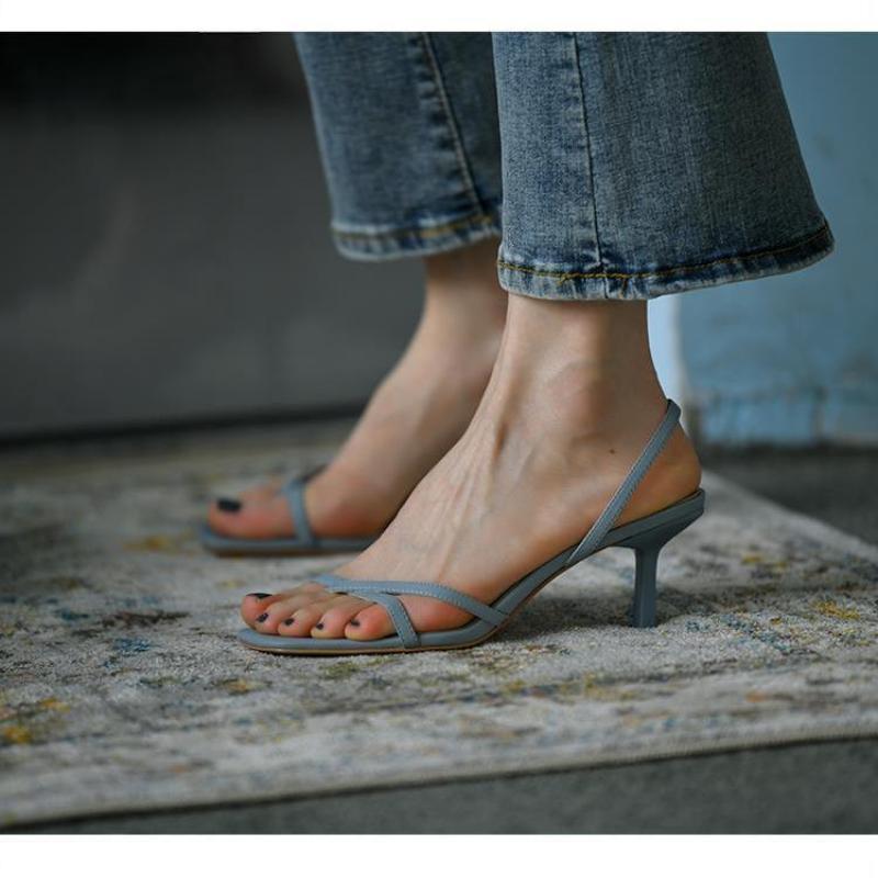Sandały damskie z odkrytymi palcami Sandały damskie Letnie Eleganckie Damskie Buty na Niskim Obcasie Casualowe Damskie Sandalia Cienkie Wysokie Obcasy
