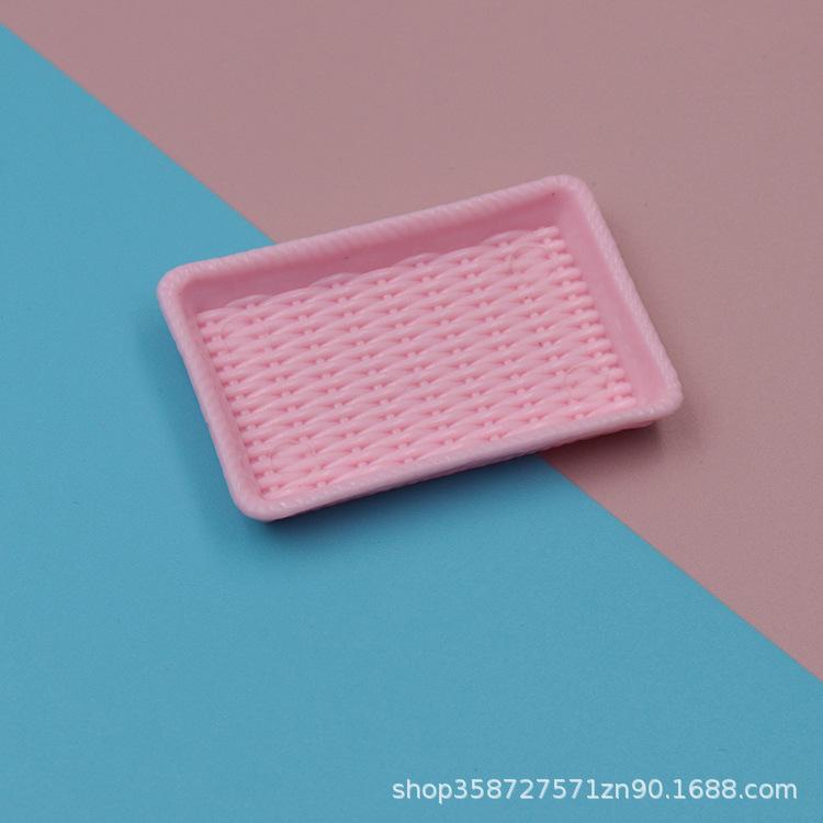 Doll House Simulation Mini Rattan Plate Pastry Plate Dessert Plate Accessories Mini Food Play Tableware Play House Small Toys