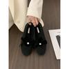 New Style Interior Height Increasing Gentle Evening Shoes Gray Shoes for Women 2026 Autumn Winter Velvet Mary Jane Hairy Shoes
