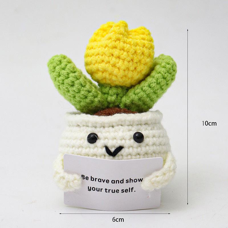 Positive Energy Duck Doll Hug Pocket Mini Handmade Plush Wool Knitting Dolls Funny Emotional Support Crochet Gift for Birthday