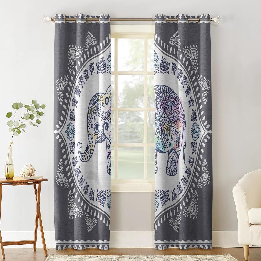 Africa Indian Elephant Bohemia Blackout Curtains for Children Kids Home Decor Bedroom Living Room High Shading Window Curtains