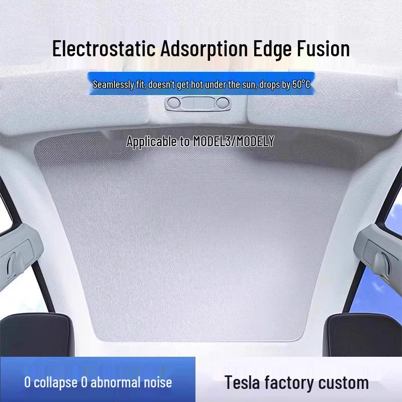 Tesla Model 3/Y Sunroof Sunshade: Heat-Blocking Static Screen for Sun Protection