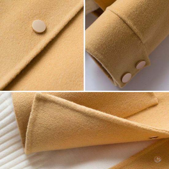 Dámské podzimní zimní kabát zesílená oboustranná klopa jednořadý cardigan volný dlouhý rukáv knoflíky kapsy dámská bunda na dojíždění