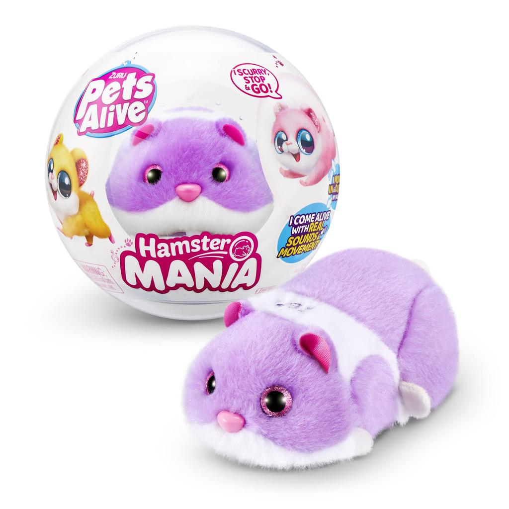 Pets Alive Hamstermania od ZURU Hamster Elektronické zvuky pro mazlíčky Interaktivní hračka s křečkovým míčkem pro dívky a děti 9543D (Nachový) 20+