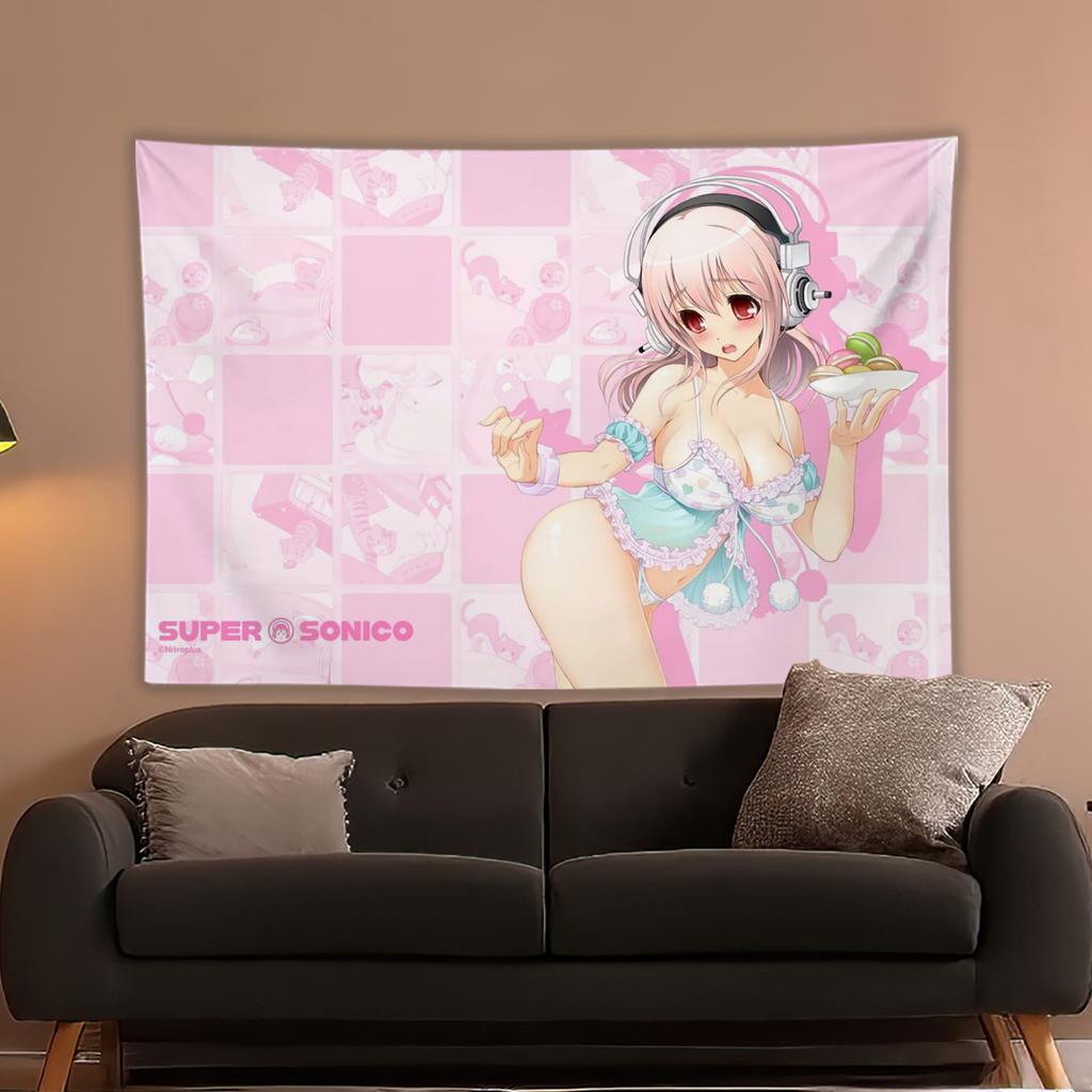 Japanese Anime Game Super Sonico Graphic Cute Cartoon Tapestry Room Decoration Home Decor Bedroom Wall Hanging Fabric