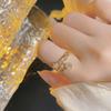 Light luxury fashion high sense pearl zircon copper ring women's design sense retro personality open index finger ring simple