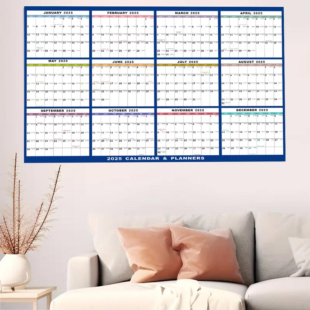2025 Erasable Wall Calendar Waterproof and Tear Resistant Calendar for Daily Scheduling and Organization Home Office Use