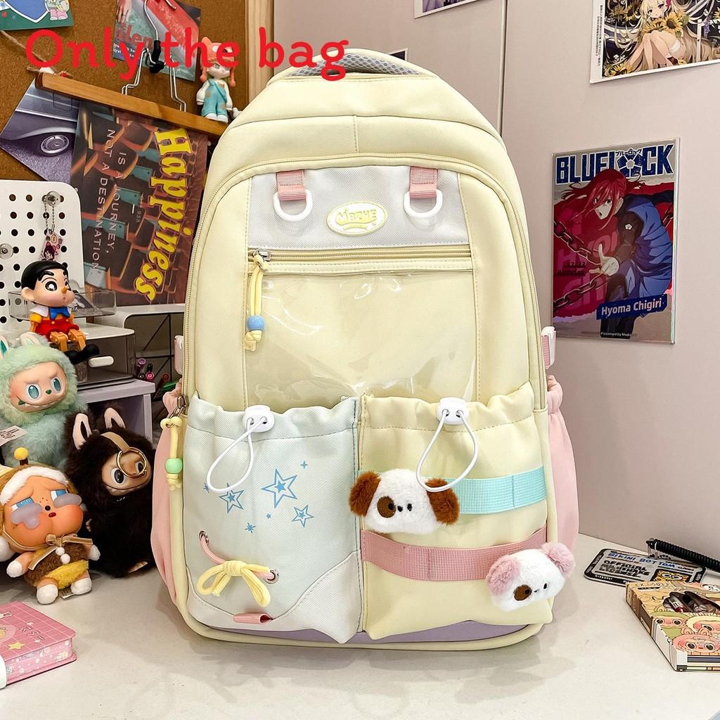 

Capacity Large Backpack With Transparent Compartment Design And Plush Decor Dog жёлтый