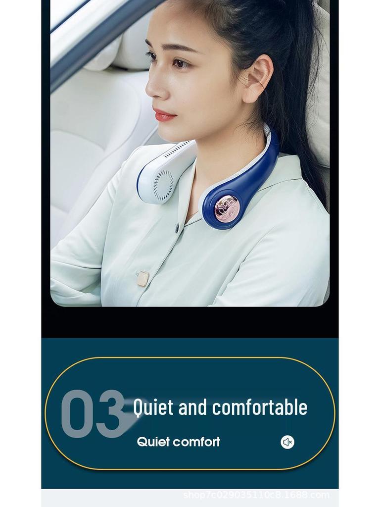 Складаний тихий шийний вентилятор: Безлопатевий, Живлення від USB, для активного відпочинку на природі