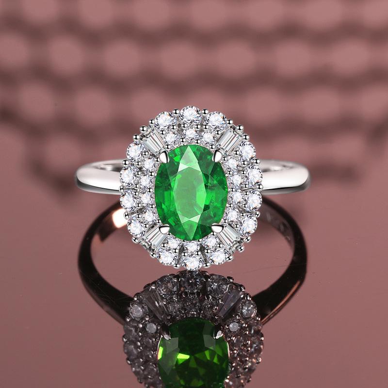 Custom Design S925 Sterling Silver Women's Ring with Green, Blue, and Pigeon Blood Red Inlaid 3 Carat Gemstones