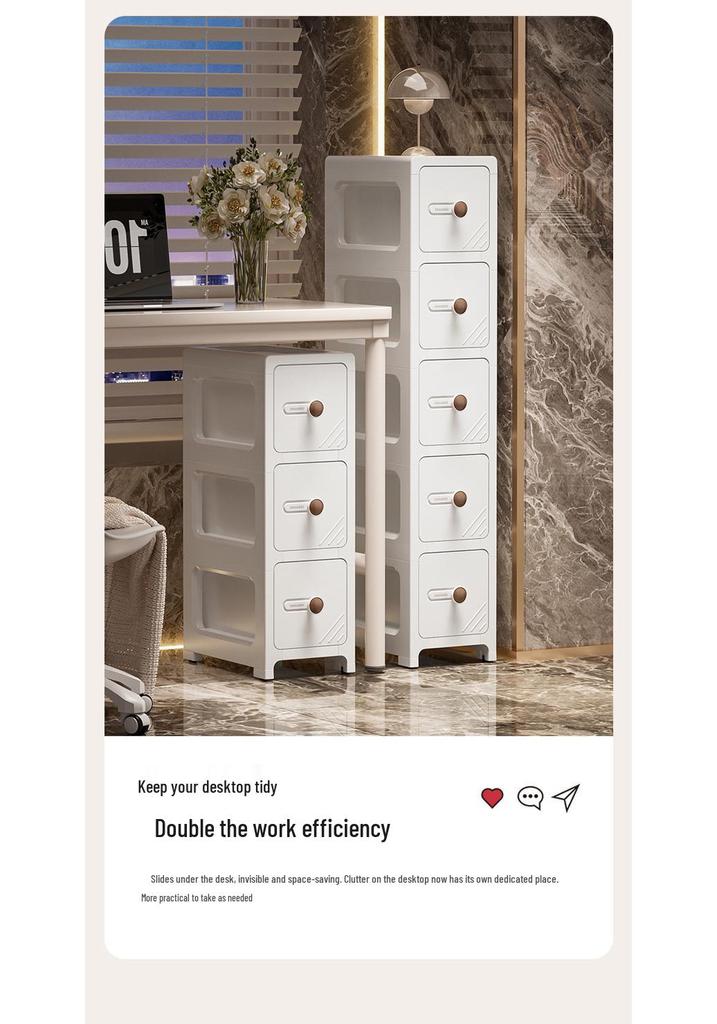 17CM Narrow Bathroom Storage Cabinet: Multi-Layer Drawer-Type Plastic Shelf