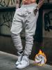 Feline-boop Men Sweatpants Pocket Boop Cat Sketch Motif, Leg Simple Line Feline Print, Side Pocket Drawstring Jogger Pants for Urban Street Looks
