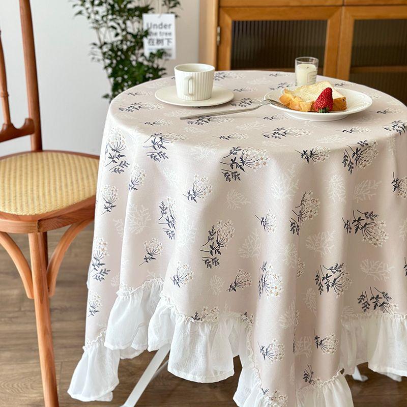

INS Floral Tablecloth Waterproof Oil-Proof Japanese and Korean Style Fresh Pastoral Ruffles Tablecloth Coffee Table Fabric round Table Cover Ganshi (lace Waterproof) 85*85cm