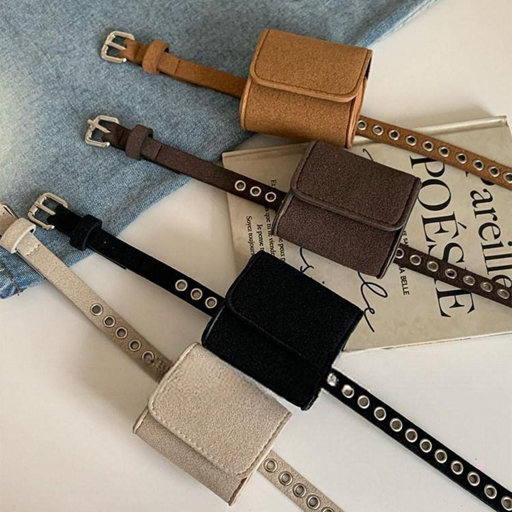 PU Belt Waist Bag Suede Waist Packs Mini Women Belt Bag  Outdoor