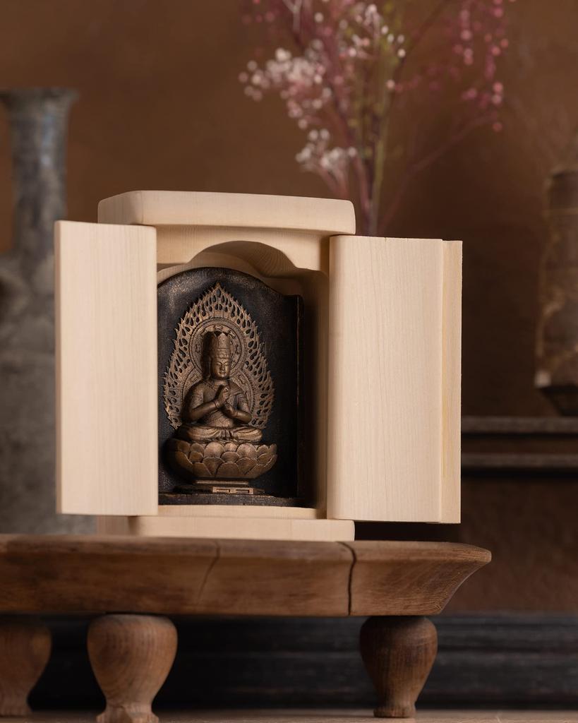 Zeku Mantra Dainichi Nyorai Buddhist Statue In a Shrine Koyasan Kongo Temple Prayer Kobo and the 12 Zodiac Talismanic Deities (gold Finish) -