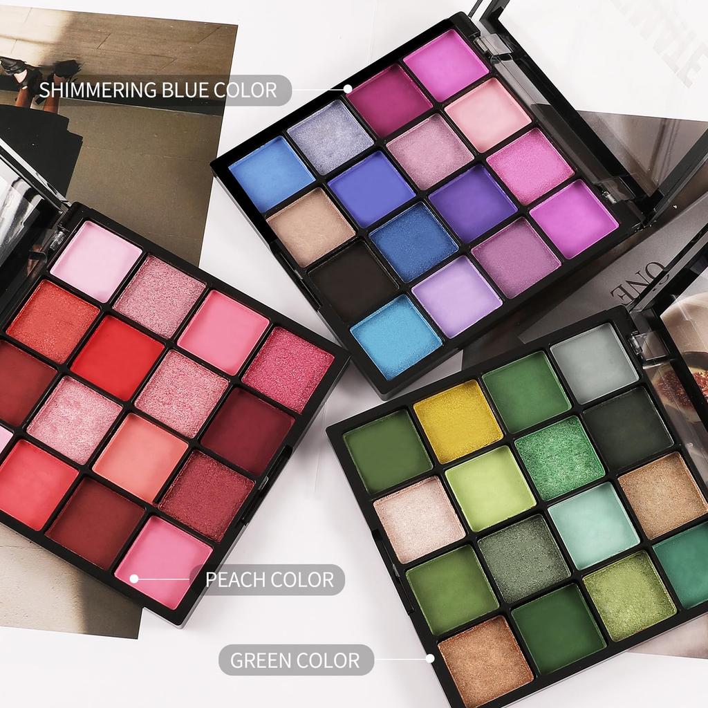 Boobeen Colorful Eyeshadow Palette Makeup 16 Matte and Glitter Bright Eyeshadow Easy To Create a Dramatic Glamorous Look - Colors, Eyeshadow, Palette,