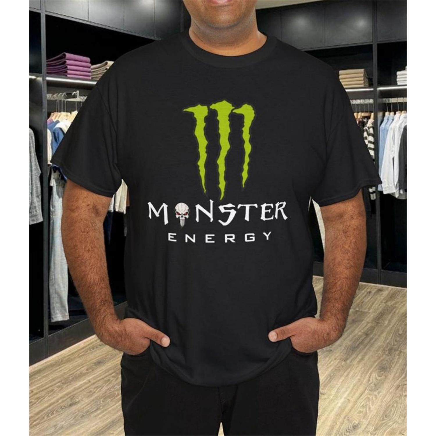Хлопковая Унисекс Футболка с Логотипом Monster Energy Drink Летняя Дышащая Удобная Футболка Мужская Оверсайз Свободная Уличная Одежда S