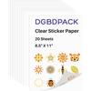 DGBDPACK Printable Vinyl Sticker Paper 8.5"x11" Glossy Sticker Paper 20 Sheets Translucent Self-adhesive for Inkjet Printer