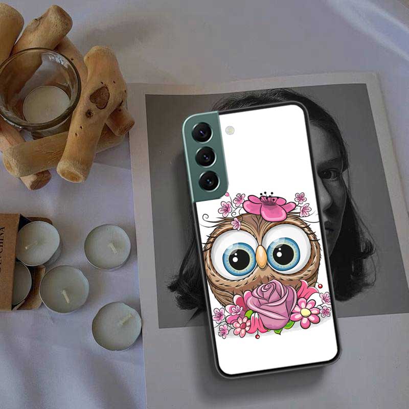 Cute Owl Hearts Lover Christmas Phone For Samsung Galaxy S24 S22 Ultra S21 Plus S20 S23 FE Case S10 S10E S9 S8 S7 Edge Cover Sil