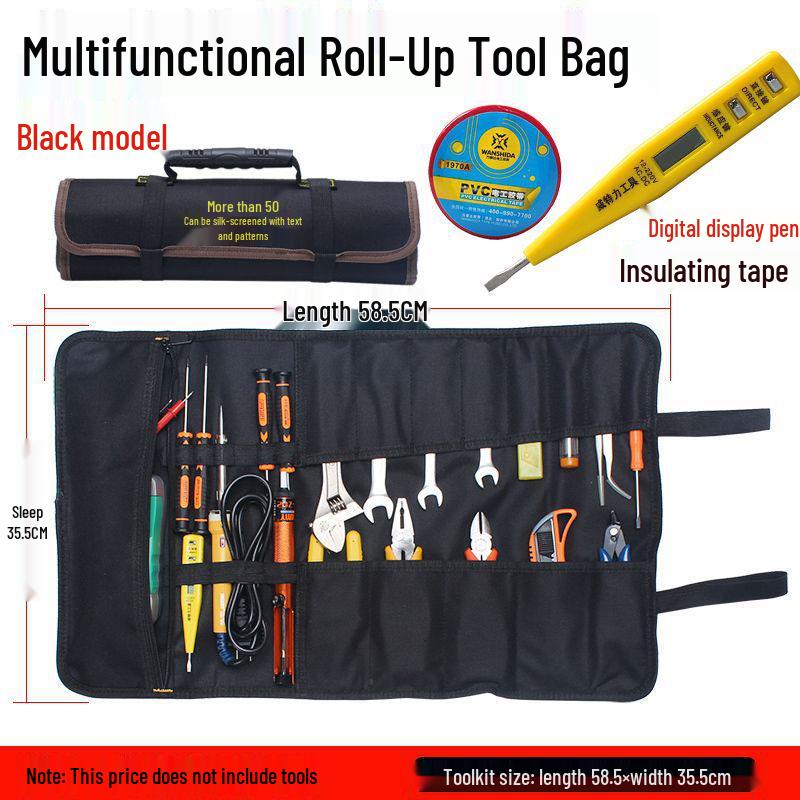 Golden Knight Electrician & Plumber Roll-Up Tool Bag - Multipurpose Canvas Storage with Insert Pockets