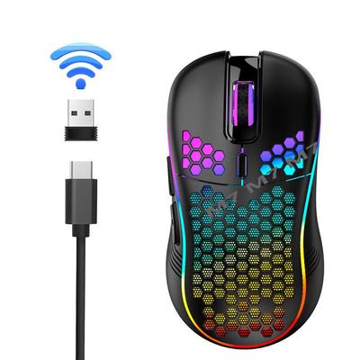 Kabellose RGB-Gaming-Maus mit Wabenstruktur, leicht, mit TYPE-C-Ladefunktion und kabelgebundenen Optionen
