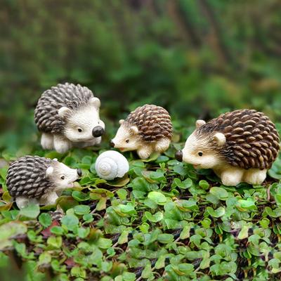 Mini Hedgehog Resin Figurine Miniature Animal Figures Cake Topper Decoration Tiny Hedgehog Ornaments for DIY Fairy Garden Moss Landscape Home Decor