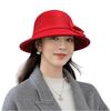 Womens Wool Felt Round Top Bucket Hat New Trendy Autumn Winter Korean Retro British Style Vintage Versatile Elegant Bowler Hats