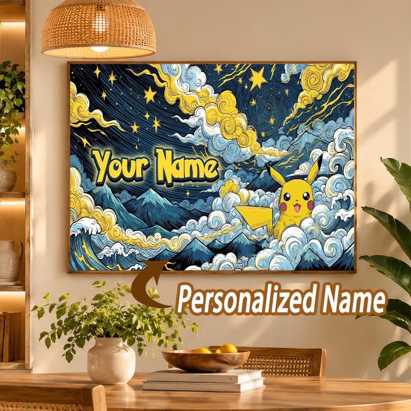Pikachu Custom Name Diamond Painting Personalized 5D Full Drill DIY Diamond Art Home Decor