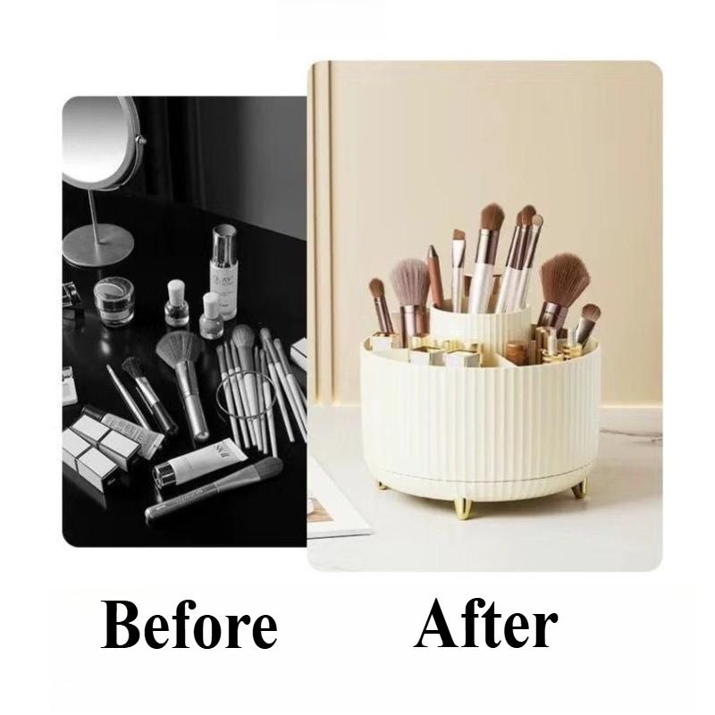 Rotating Storage Organizer Plastic Makeup Brush Holder Desk Desktop Multifunctional Pen Pencil Case Cosmetic Organizer
