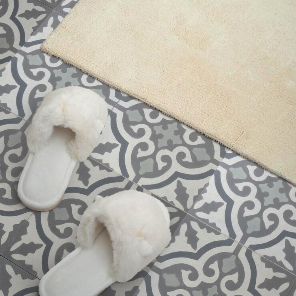 Self-Adhesive Vinyl Tiles with Print Mosaic Pattern with Ornaments 4X50X50 Cm