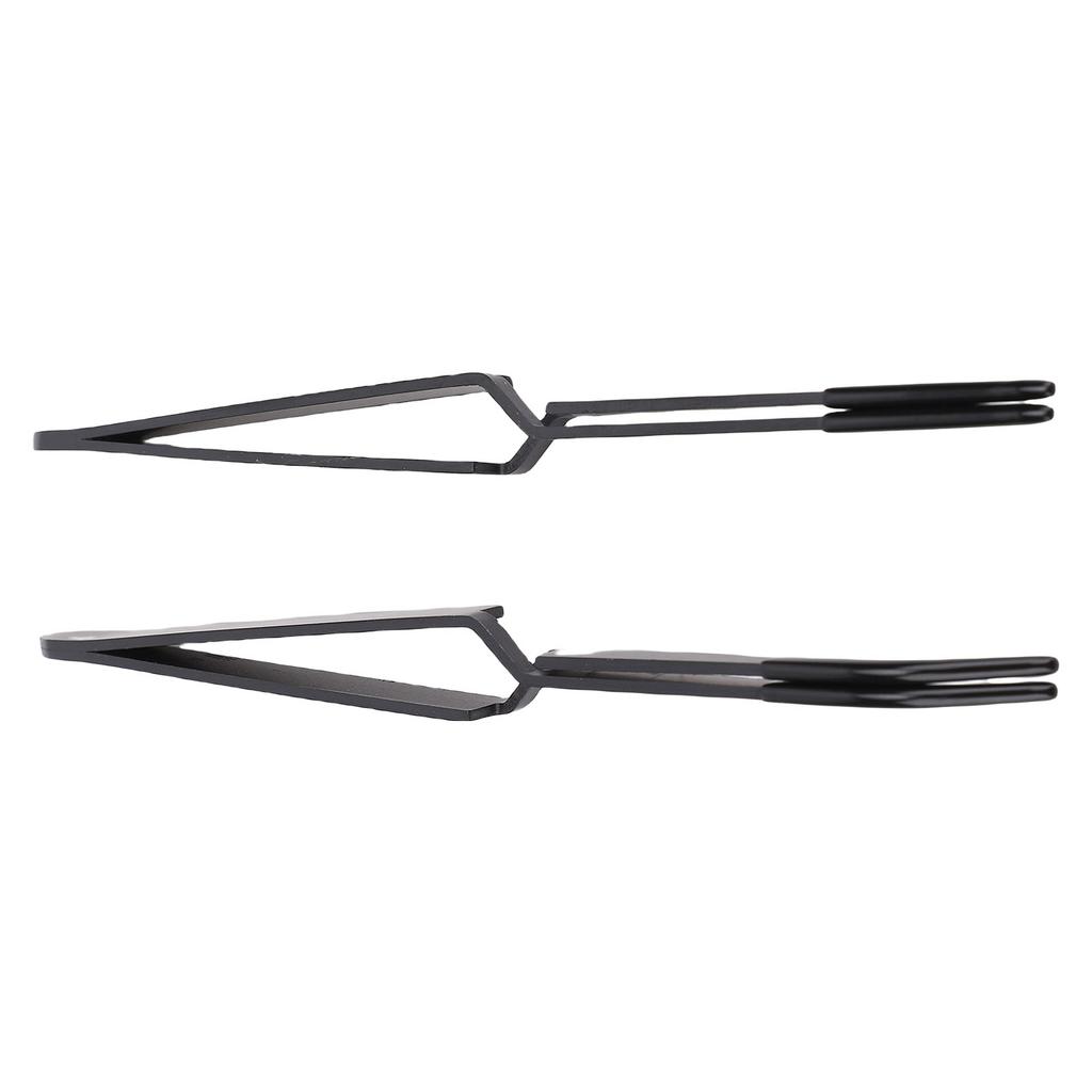 2pcs Reverse Tweezers Black Stainless Steel Silicone Craft Tweezers for Professional Nail Technicians and Personal Home