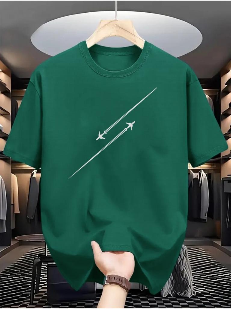 Airplane flight track Mens 100 cotton Tshirt casual and versatile base clothes comfortable sports tops