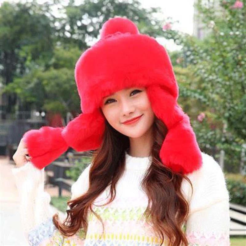 Lei Feng Hat Ladies Winter Wool Imitation Fox Fur Northeast Hat Plus Velvet Thick Earmuffs Korean Windproof Hat