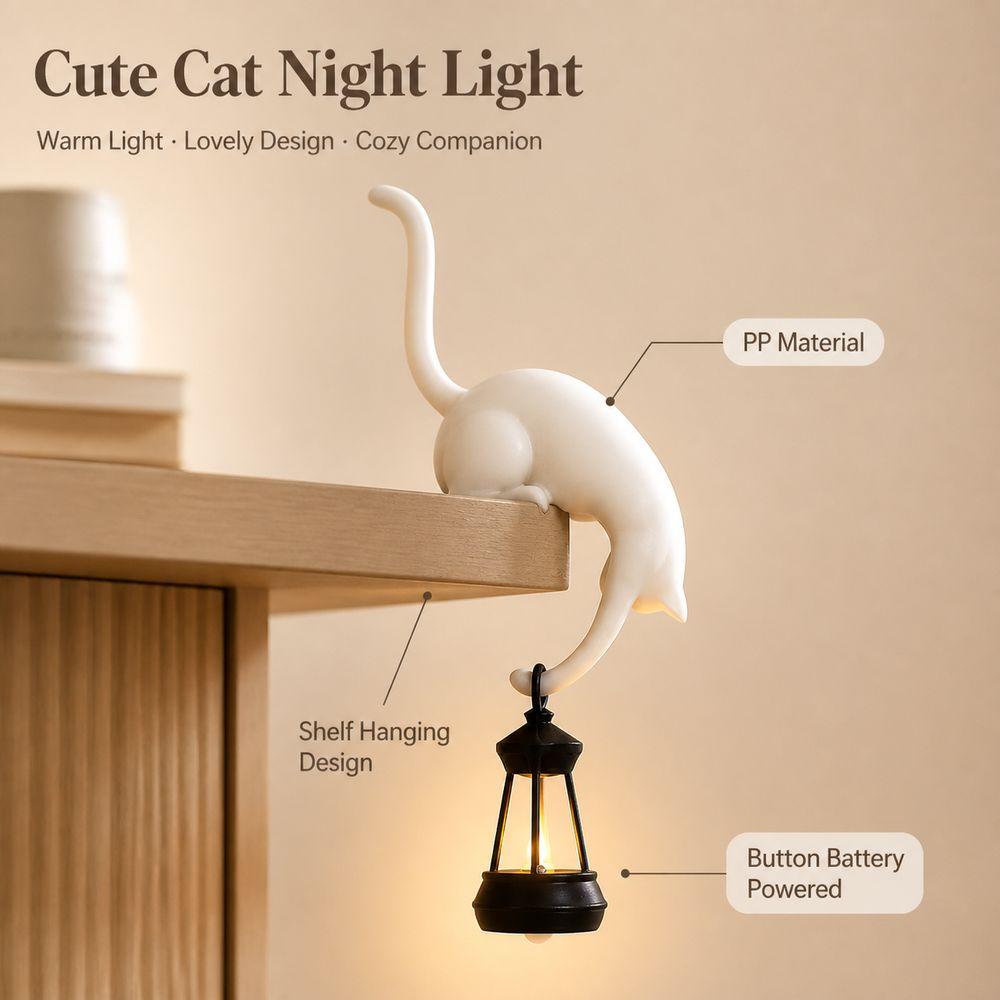 Cat Shaped Cat Night Light Decor Bookcase and Shelf Decorative Table Lamp Bedroom Decor