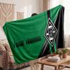 Borussia Mönchengladbach Personalisierte Fleecedecke Mit Fußballlogo, Individueller Name Text Weich Warm Zuhause Überwurfdecke